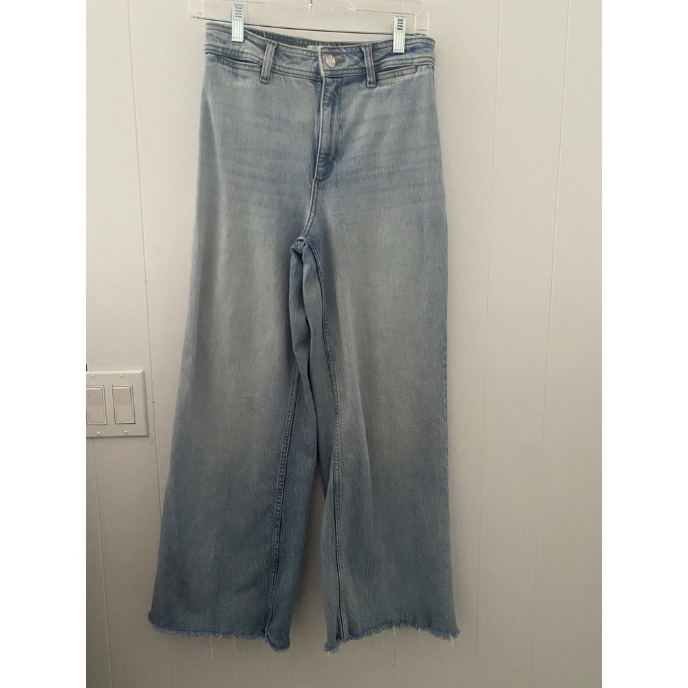 Mango MNG Women's Size 4 Catherine Jeans Wide-leg Raw-hem